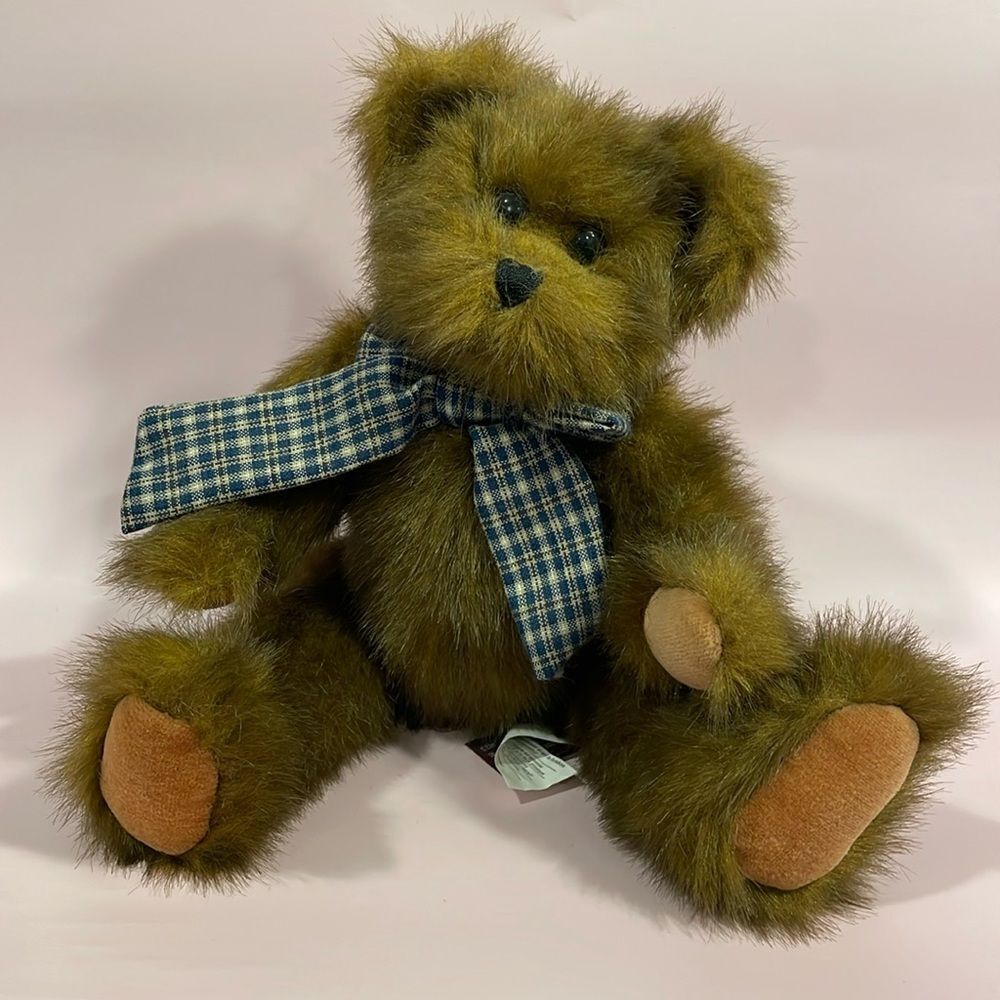 The Bearington Collection Vintage Brad Plush Teddy Bear Stuffed Animal Bow 12”